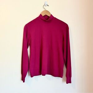 Lands’ End Cotton Mock Neck Top Raspberry Long Sleeve Soft Thick Knit S/P 6–8